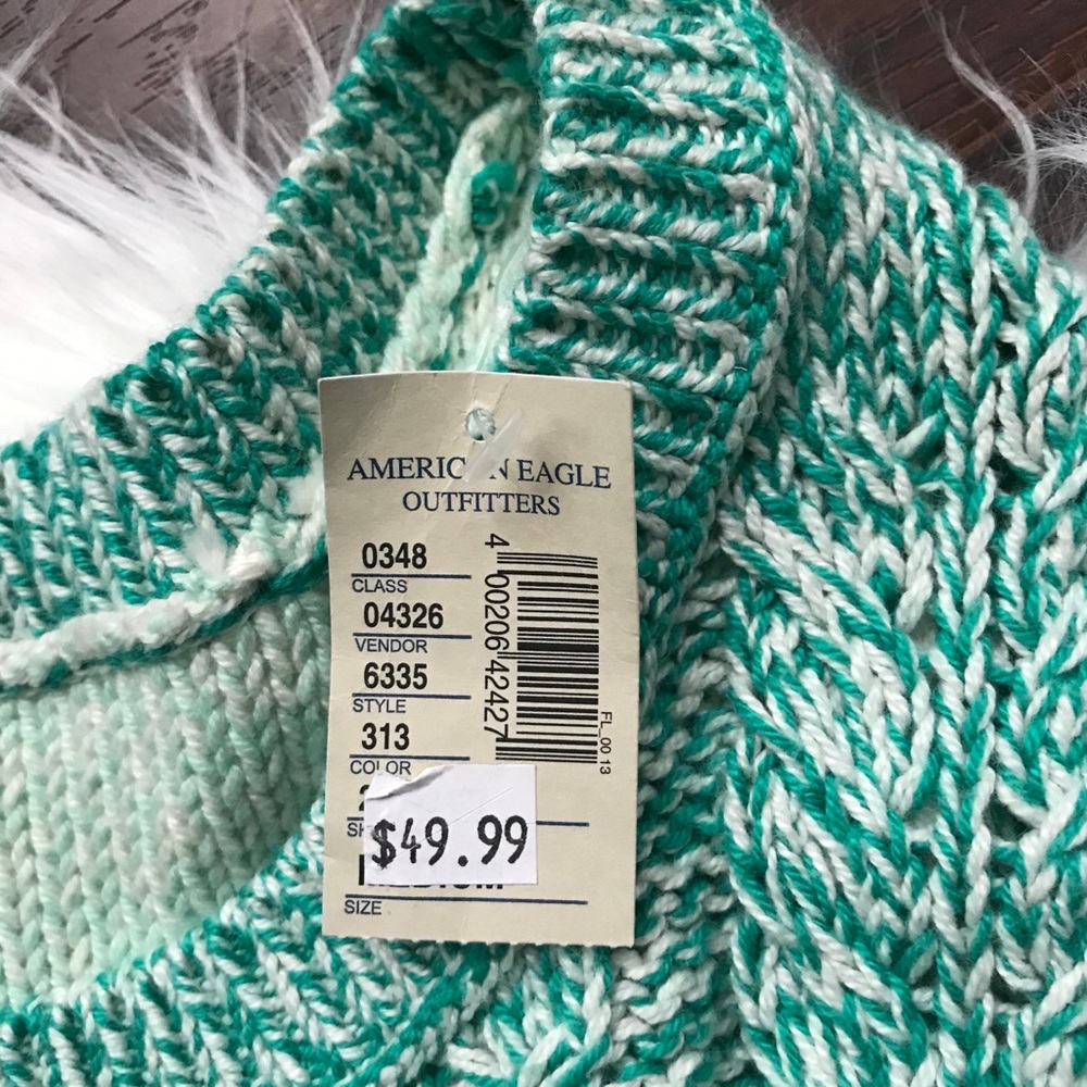 American Eagle Teal Sweater Two-Toned Knit Med NWT - Picture 4 of 8